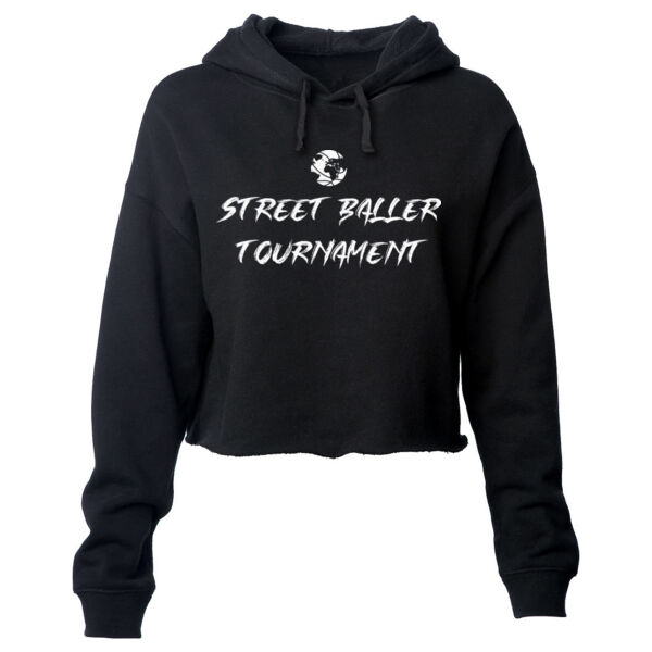 BRUSH STROKE LOGO - PREMIUM WOMEN'S CROPPED HOODIE - BLACK - BV2R7U Thumbnail