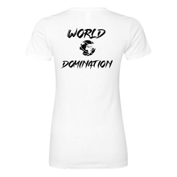 WORLD DOMINATION FRONT & BACK - PREMIUM WOMEN'S FITTED T-SHIRT - WHITE - UCWAF3 Thumbnail